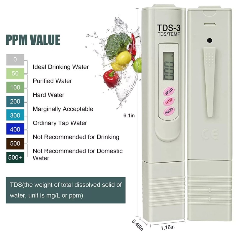 Unbranded Handheld Water Quality Hardness Purity Digital LCD Meter 0-9990
