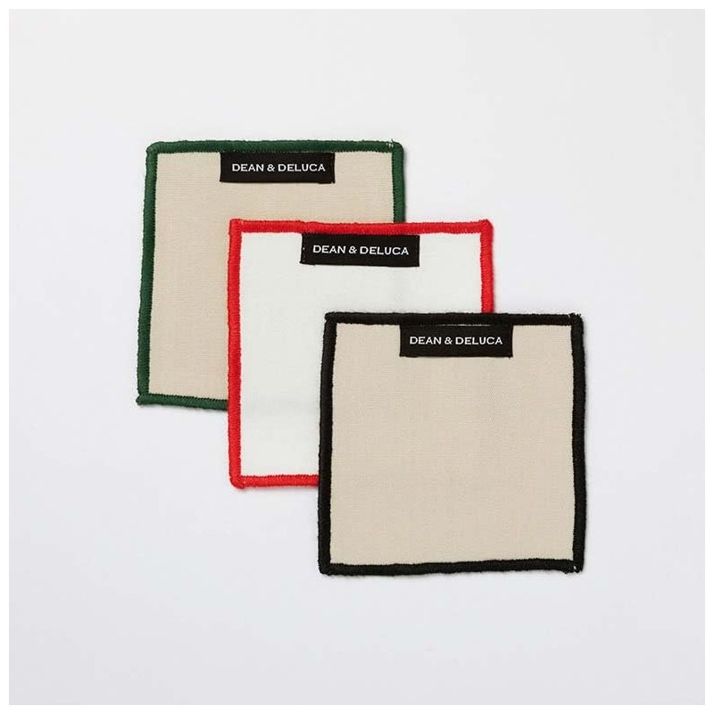 Dean and Deluca Heavy Overlock Coaster Natural x Green Approx.