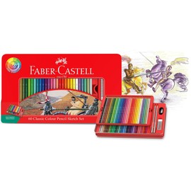 Faber-Castell Vibrant Classic Colour Pencil, Assorted – Tin of 60, (16-115893)