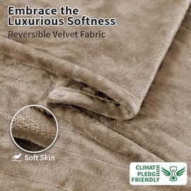 Fantico Electric Blanket Queen Size, Dual Control Heated Blankets (84"x90") 10 Heat Settings & 0.5-12H,Adjustable Timer, Cozy Velvet Reversible, Overheat Protection,ETL Certified, Machine Washable