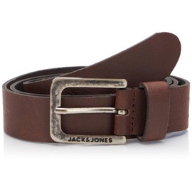 JACK & JONES Men's Jacmarrakech Leather Belt, Brown Stone