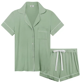 Joyaria Womens Cool/Cooling Pajamas Set Short Sleeve Summer Pjs Shorts Set(Sage Green,L)