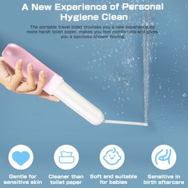 Portable Bidet for Travel Bidet Sprayer for Toilet Electric Portable Bidet for Travel Bidet Portable Bidet for Women, Bidet Handheld Bidet Sprayer, Portable Bidet for Men (Pink)