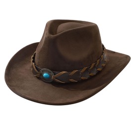 SANSTHS Cowboy Cowgirl Hats for Men Women Suede Hat Wide Brim Felt Hats Western Leather Cowboy Hats for Lover