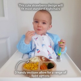 Nuby Bamboo Strawberry Shaped Plate, Weaning Tableware, Suitable from 12 Months Plus