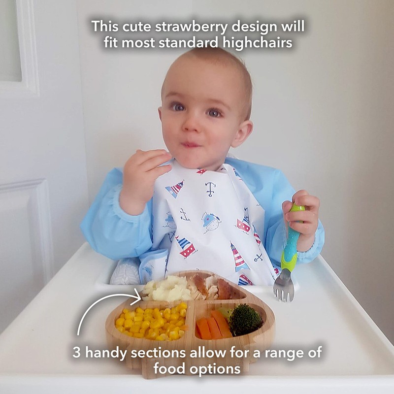 Nuby Bamboo Strawberry Shaped Plate, Weaning Tableware, Suitable from 12