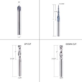 SpeTool Carving Set Router Bits for Wood Engraving V Groove Profile 1/4 Inch Shank Solid Carbide
