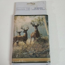 Brewster Home Trends Wallpaper Border Forest Deer w/ Green Edge WM96270 Run 16 NOS