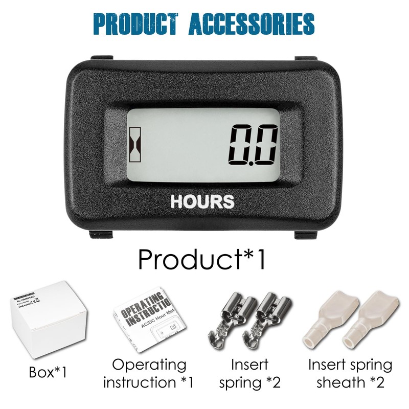 Runleader Digital Maintenance Hour Meter,AC/DC 5V to 277V for Garden