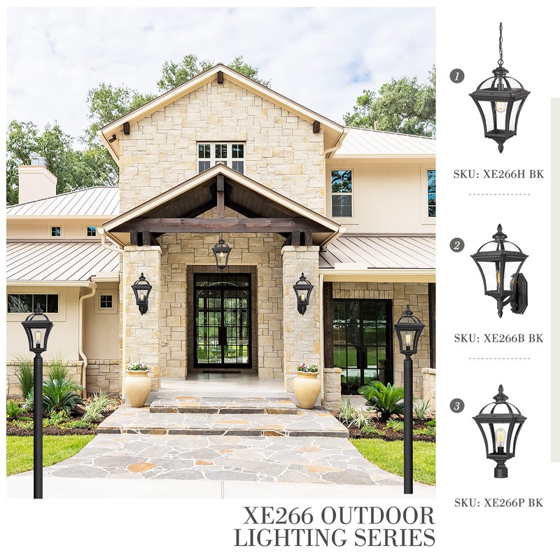 Emliviar 22 Inch Outdoor Post Light, Farmhouse Vintage Outside Pole