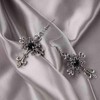 Aneneiceera Punk Ruby Cross Dangle Earrings Silver CZ Cross Earrings