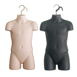 Black Child + Flesh Child Hollow Back Mannequin Torso Set & Hanging Hook