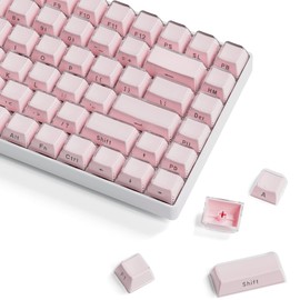 Womier Keycaps – Teclas de vidrio Jelly – Teclas impresas laterales, teclas de teclado personalizadas 113 teclas, perfil OEM lindas teclas para 61/68/84/87/98/100 Cherry Gateron MX mecánica, rosa