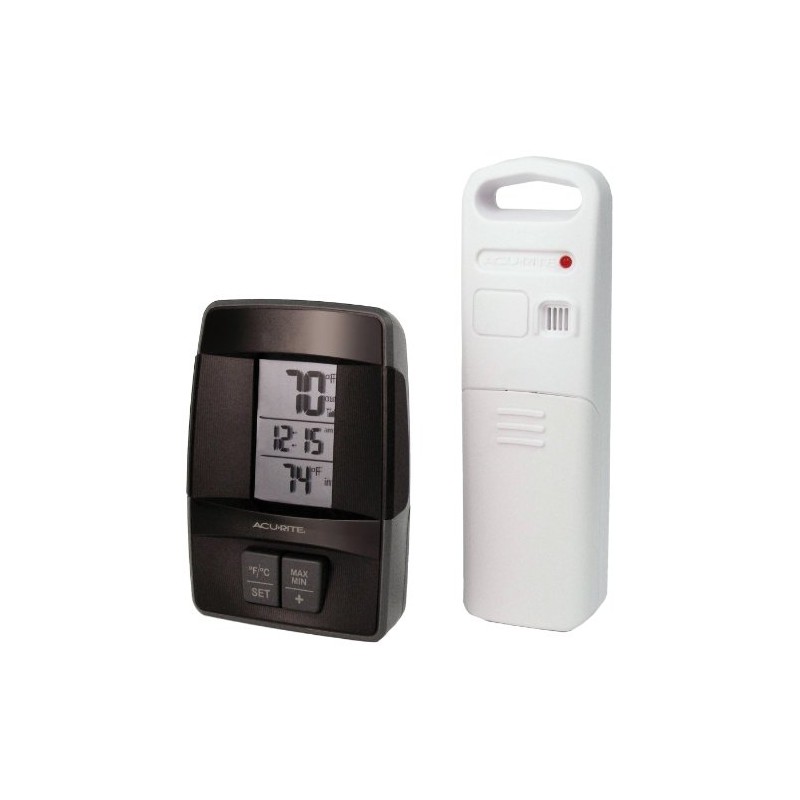 AcuRite 00606 Wireless Indoor/Outdoor Thermometer with Clock, 0.2