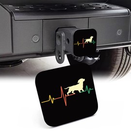 NITAHHHY Trailer Hitch Cover, Retro Dachshund Dog with Heartbeat 2 Inch Hitch Plug Covers Hitch Cover Tube Rubber Towing, Square Receiver Plug Cap for Cars Suvs Trucks