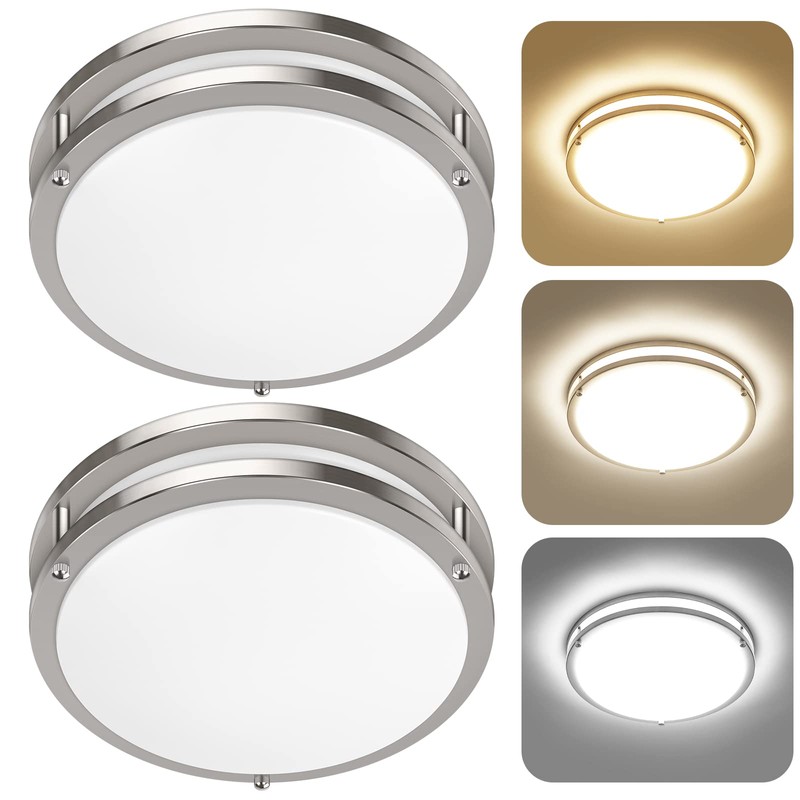 2-Pack 36W LED Ceiling Light Fixture (450W Equiv), 12IN Modern