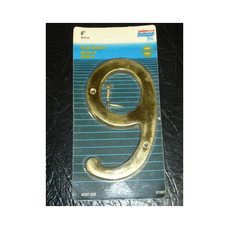 National 6" TALL SOLID BRASS HOUSE ADDRESS NUMBER, "6" or