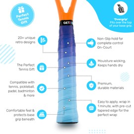 GET A GRIP - Custom Tennis Racket Grip Tape - Anti-Slip/Quick-Drying Tennis Overgrips - Precut Badminton Racket Grip with Finishing Tape - Squash Racket Grip Tapes (Big 3 Pack, 3 Grips)