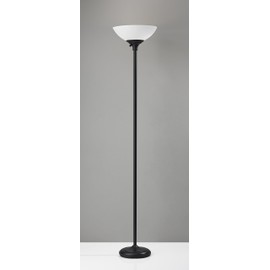 Adesso 7506-01 Glenn 300W Torchiere, 71 in, 2 x 150 W Incandescent/equiv. LED, Black, 1 Floor Lamp