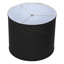 FenchelShades.com 14" Top Diameter x 14" Bottom Diameter 12" Height Cylinder Drum Lampshade USA Made (Designer Black)