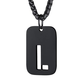 Bandmax Dog Tag Chain Men's Women's Dog Tag Chain Stainless Steel Letter Chain Black Necklace with Pendant Wheat Chain 55 cm Chain Jewellery Accessory, Stainless Steel, No Gemstone