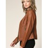 LL WJC747 Womens Dressy Vegan Leather Biker Jacket M CAMEL