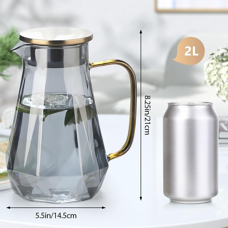 AstraLoom 2L Diamond Pattern Design Glass Jug with Handle and