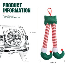 Tesnaao 1 PC Car Trunk Christmas Decoration Accessories, Christmas Plush Decorative Leg Pendant, 19.29" x 9.84" Clip-on Trunk Hanging Decoration, Universal for Most Cars (Multicolored)