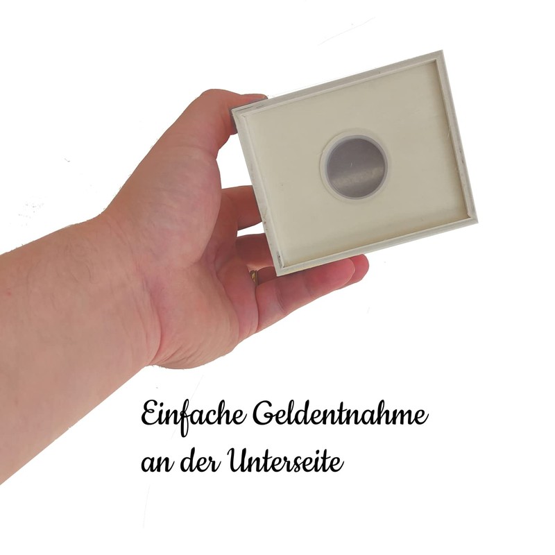Ladybird Wooden Money Box with Saying "Deine extra Portion Glück
