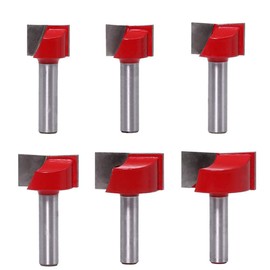 ASNOMY 8 mm Shank Floor Cleaning Milling Cutter Set, 6 Pieces Milling Cutter End Mill Woodworking Tool Bit, Double-Edged Face Cutter 18/20/22/25/30/32 mm