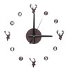 Frameless Wall Clock Deer Head 3D Effect Self Adhesive DIY