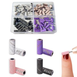 80 Pcs Small Sanding Bands for Nail Drill，Small Nail Sanding Files for 3.1mm Mandrel Bits 80#120#180#240# for Acrylic Nails Gel Manicures and Pedicure