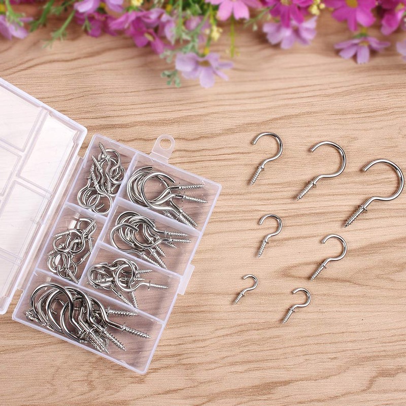 OWUDE 60PCS Screw Hooks, Cup Hooks Heavy Duty, Small Hanging
