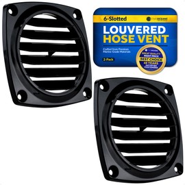 (Black (Pair)) - Five Oceans Air Louvred Flush Thru Vent, 7.6cm White/Black
