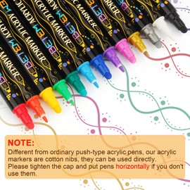 Betem 12 Colors Dual Tip Acrylic Paint Pens Markers, Premium Acrylic Paint Markers Stocking Stuffers for Rock, Wood, Fabric, Glass, Canvas, Ceramic, Christmas Gifts for Teens DIY Crafts Art Supplies