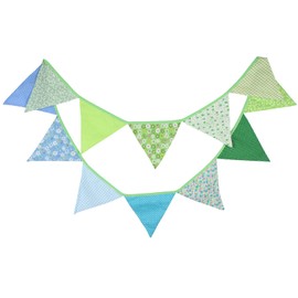 G2PLUS 12 Beautiful Christmas Bunting Garland Cute Bunting Colourful Bunting for Outdoor Use, Green