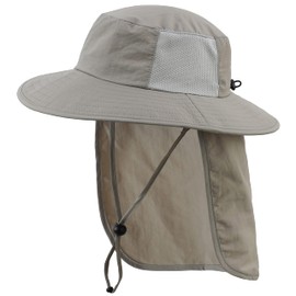 Connectyle - Sombrero de sol con solapa para niños con UPF 50+, sombrero de playa de ala ancha, sombrero de pesca y senderismo, Gris claro, Large