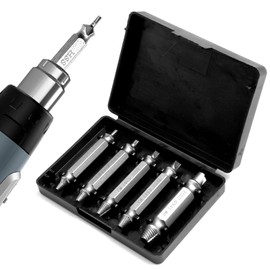 5pcs Damaged Screw Extractor Set Easy Out Stripped Screw Remover Rounded Nuts Bolt Removal Drill Bit Tool Kit for Stripped Rusted Stubborn Screws Hardened Steel Extractors with Ergonomic Design