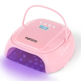 Purtato Cordless Rechargeable UV Nail Lamp, UV Light for Gel Nails with 4 Timer Settings, 126W Professional Fast Curing Nail Dryer for Gel Polish for Salon or Home (Pink)