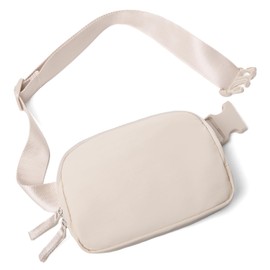 Belt Bag for Women Two-Way Zipper Cross Body Fanny Pack Fashion Waist Packs Everywhere Belt Bag with Adjustable Strap Gifts for Teen Girls Women Men (Beige)