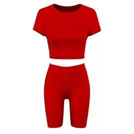 ANZEE Vibrant Girls Crop Top and Shorts Outfit Stylish Neon Printed Set for Teens Ideal for Gymnastics Dance Cycling Play or Costume Events (Red 9-10)