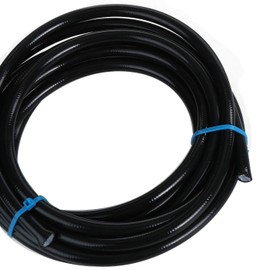 AC PERFORMANCE -3 AN Teflon PTFE Hose Stainless Steel Braided Black PVC Coated Cover Brake Hose for Brake, Power steering, Nitrous, Fuel and Hydraulic (10 feet, AN3, 1/8" ID)