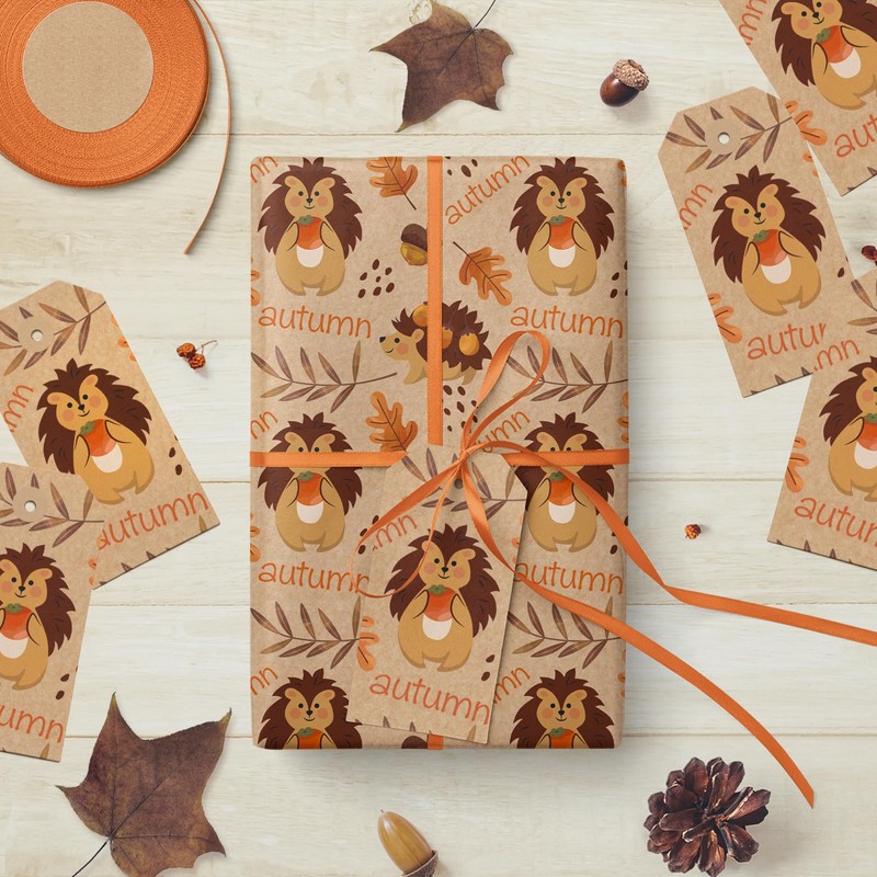 WRAPAHOLIC Kraft Autumn Wrapping Paper - Mini Roll - 17