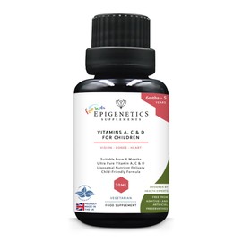 Kids Vitamins A, C & D for Children & Baby | Bones, Vision & Heart | Sugar Free Liposomal Liquid Multivitamin Supplement | 2 Month Supply | 30ml Bottle with Spoon. Vegetarian & UK Made