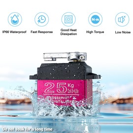 Hosyond DS3225 25kg RC Servo Motor High Torque Full Metal Gears Waterproof Steering Servo Compatible with 1/8, 1/10, 1/12 RC Car Truck(Control Angle 270°)