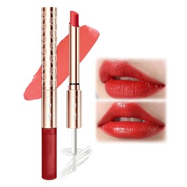 Matte Long Lasting Lipstick - Double Headed Lipstick Dual Purpose Raincoat Lipstick, Waterproof Non Stick Cup Non Fading Lip Gloss, Longlasting Lipstick Care Gifts for Girls and Women (Y03#, 4g)