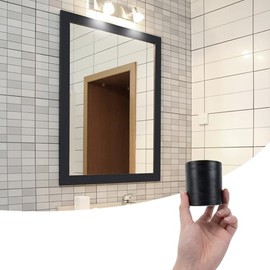 LONGKING 32ft x 3in Black Mirror Tape Border, Peel and Stick Mirror Border for Bathroom, Waterproof PVC Wallpaper