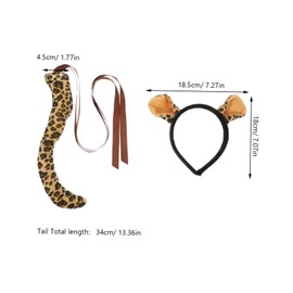 Generic Leopard Ears and Tail Set Adorable Animal Ear Headband and Tail for Dress Up Cosplay and Parties Easy to Wear Durable Clip Style for Daily Use and