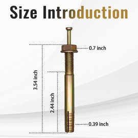 Napredak 3/8” x 3-1/2” Strike Anchor, Hammer Drive pin Expansion Anchor, Metal hit core Nail Bolt Fastening for Concrete and Cement (20 pcs)