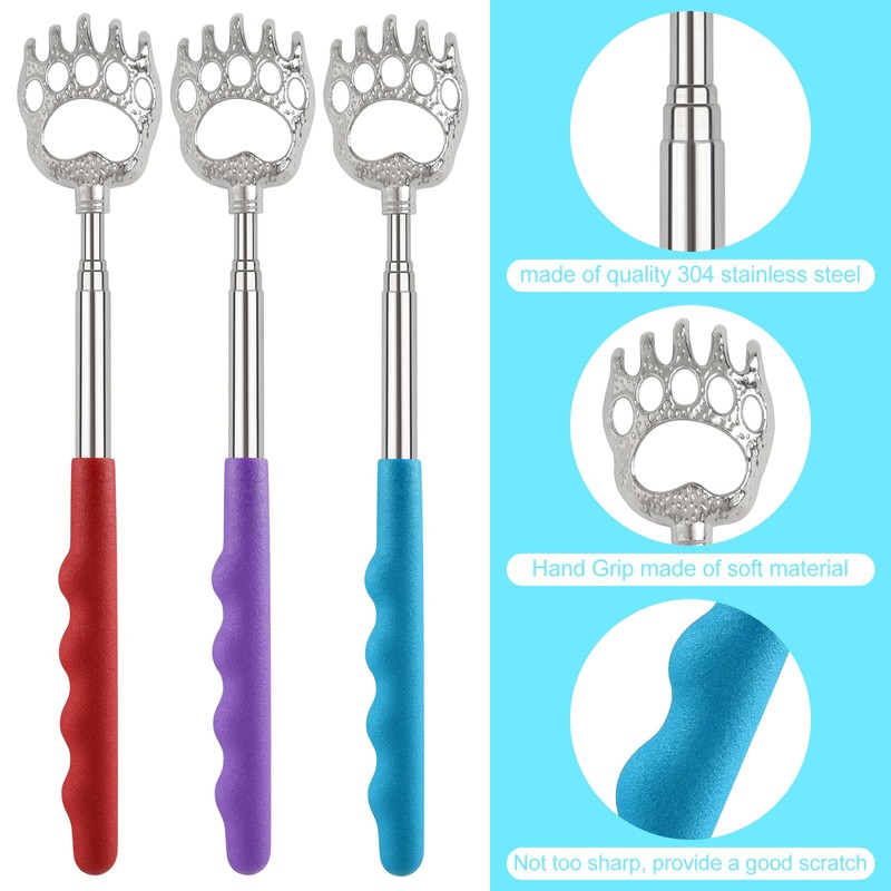 4 Pcs Back Scratcher for Women Men, PLULON Extendable Back